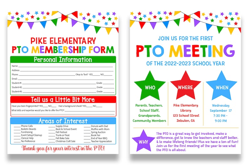 Editable PTO Flyer Bundle PTO Membership Bundle Printable - Etsy