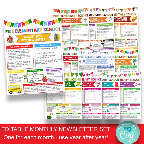 EDITABLE Yearly PTO Newsletter Template Set Monthly PTO Etsy EDITABLE Yearly PTO Newsletter Template Set Monthly PTO Etsy