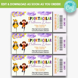 EDITIERBARE Halloween Tanz Tickets | Spooktacular Halloween Dance Ticket zum ausdrucken | Schule Halloween Tanz Tickets