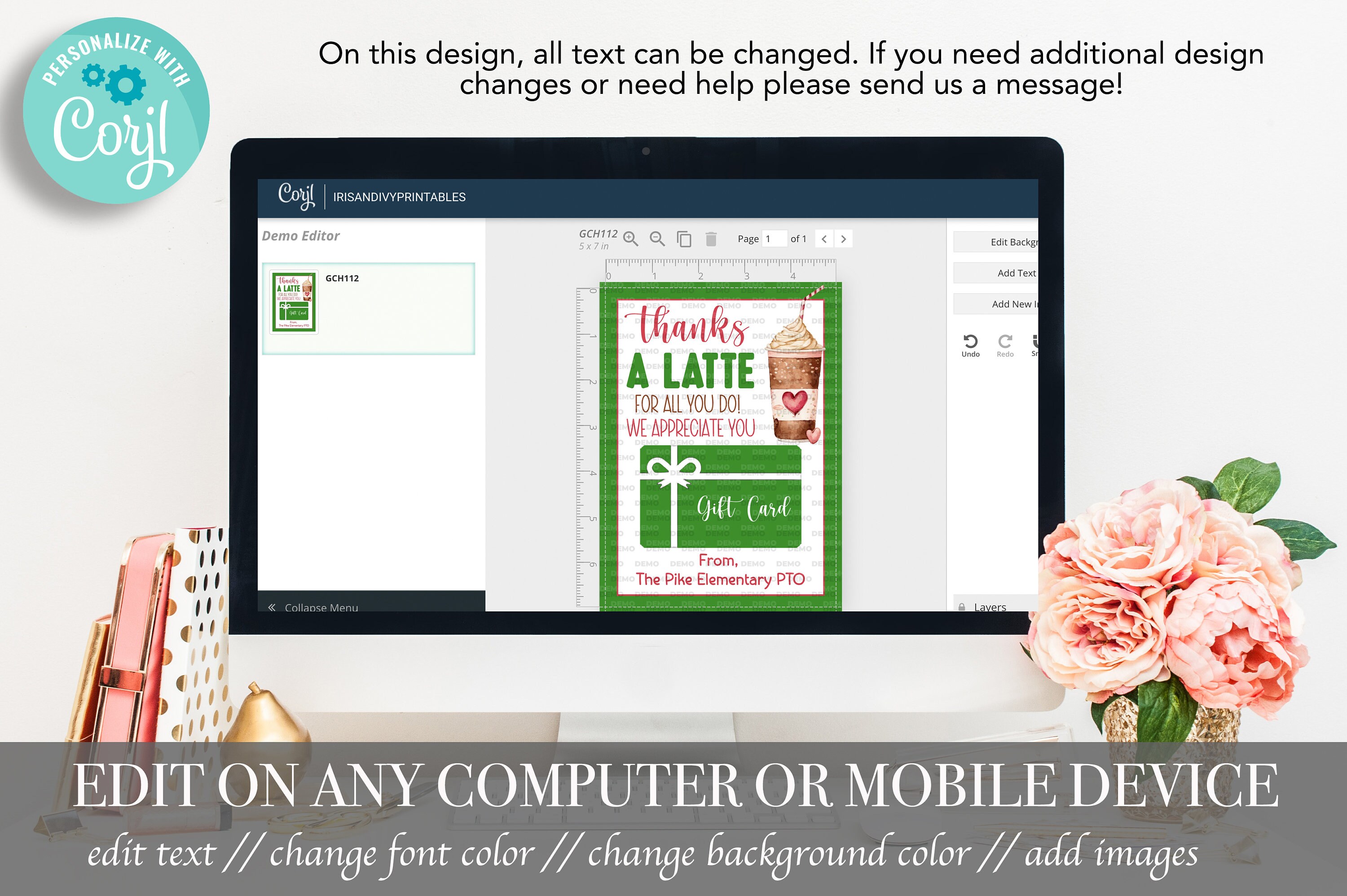 EDITABLE Thanks a Latte for All You Do Gift Card Holder | Coffee Shop ...