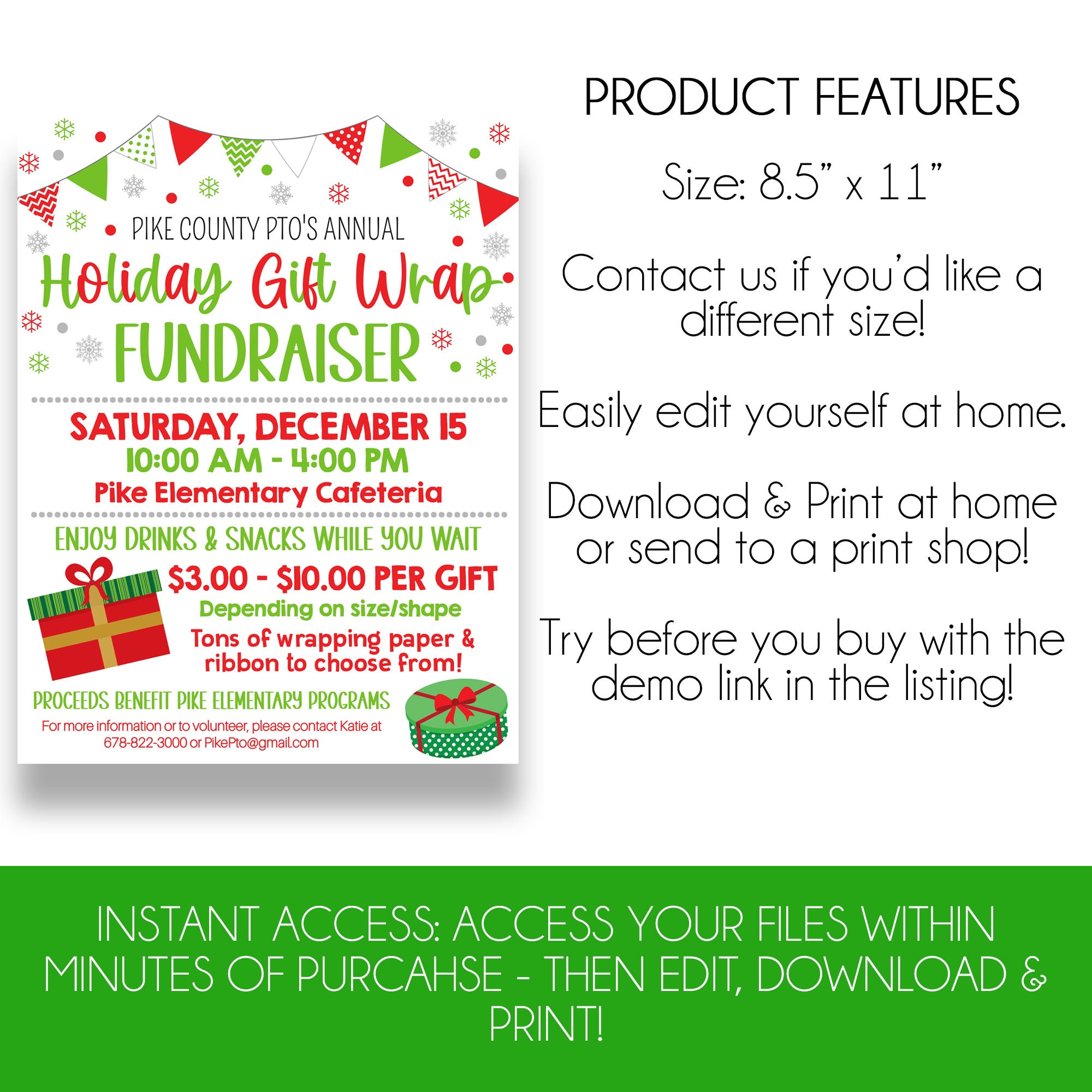 EDITABLE Holiday Gift Wrap Fundraiser Flyer Gift Wrap Etsy