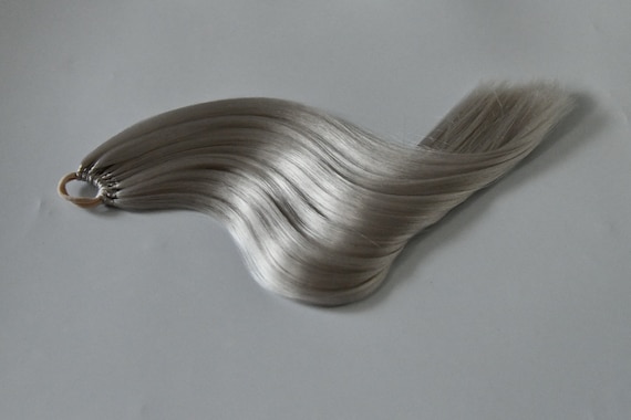 Ponytail Hair Extension on Elastic Band Silver White  display picture 1