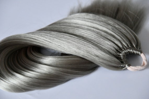 Ponytail Hair Extension on Elastic Band Natural Gray 