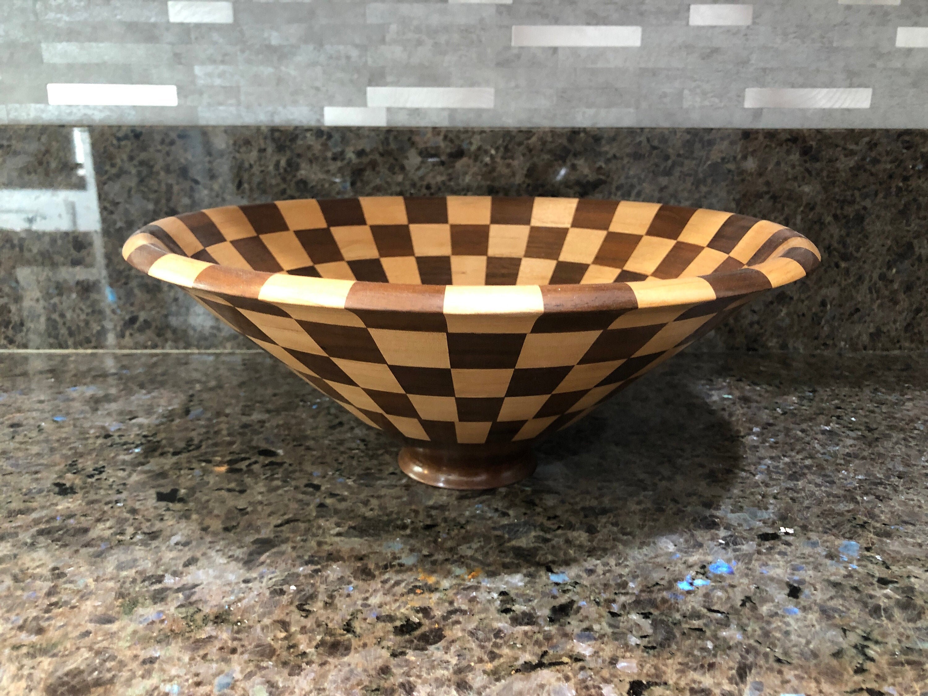 Large segmented checker bowl & free apothecary bonus Etsy
