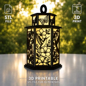 Hummingbird Lantern STL File | 3D Print File | 3D Printable Model | Candle Holder | Digital Download | Home Decor | 3D Printer STL #3d001