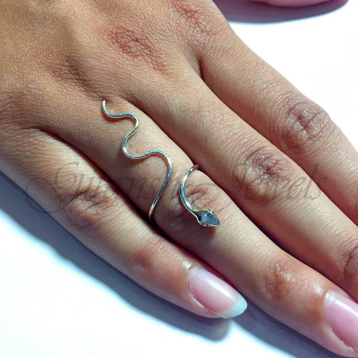 Full Finger Snake Cuff Ring / Solid 14K White Gold Animal Ring Etsy
