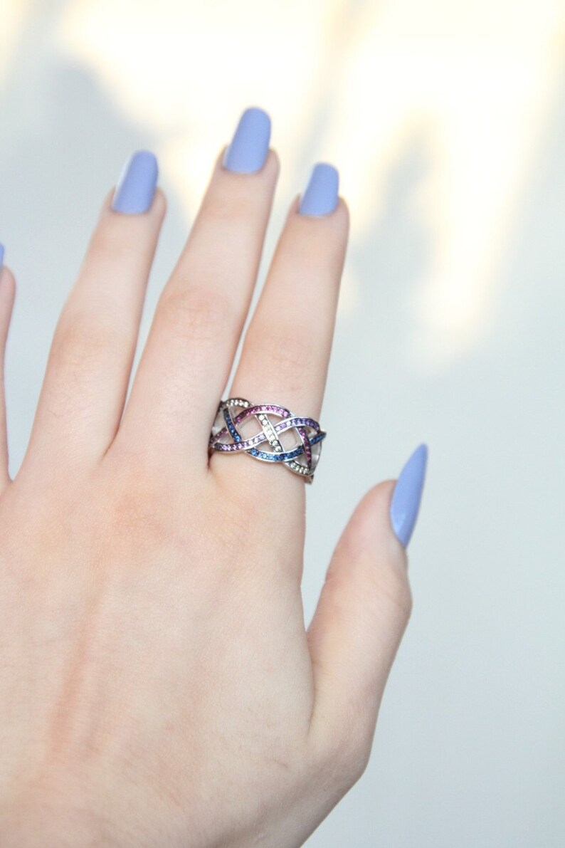 Personalized Natural Stone Silver Ring Natural Stone Energy Ring Colorful Natural Stone Design Silver Ring 925 Sterling Silver Rings
