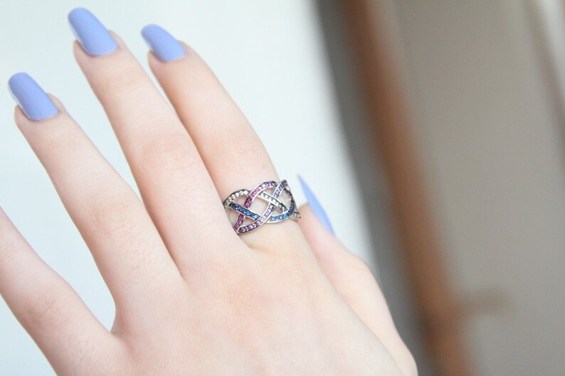 Personalized Natural Stone Silver Ring Natural Stone Energy Ring Colorful Natural Stone Design Silver Ring 925 Sterling Silver Rings