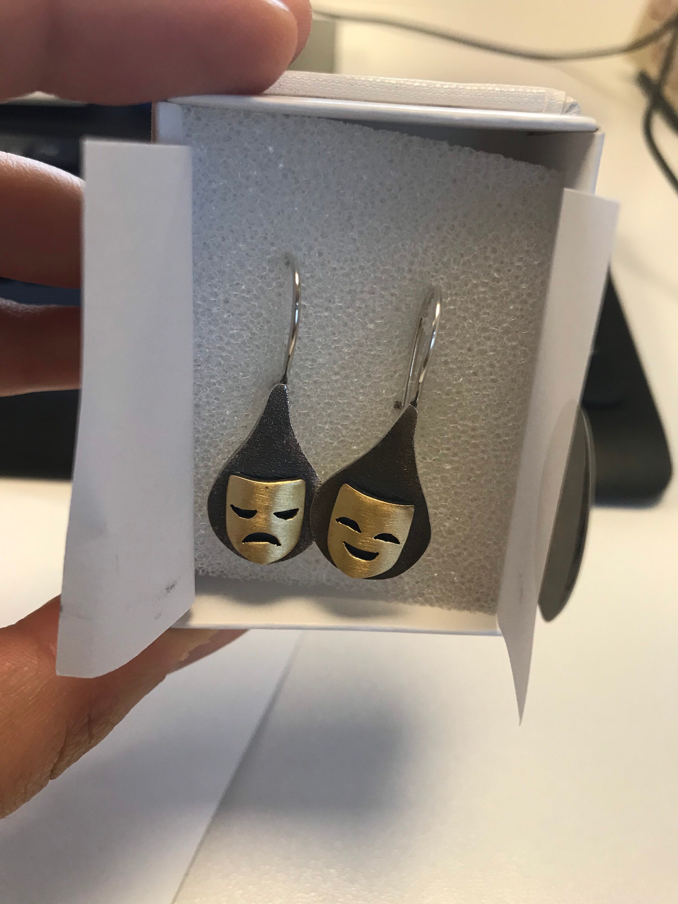Theater Mask Earrings Dangling Silver Theater Earring 925 Etsy UK