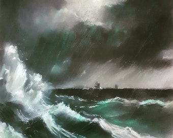 Sturm. Original signierte Kunst von Andrew McAdam. Ungerahmt, Größe A3.