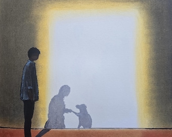 Memories of you. Original signed art by Andrew McAdam. Unframed, size A3, 42cm by 29.7cm.