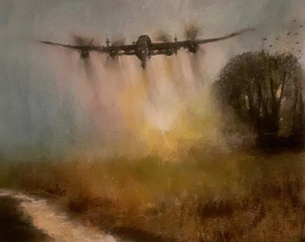 1942. Original signed wet charcoal and pastel art by Andrew McAdam. Unframed, size A3.