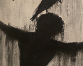 The burden. Original signed art by Andrew McAdam. Unframed, size A3, 42cm by 29.7cm.