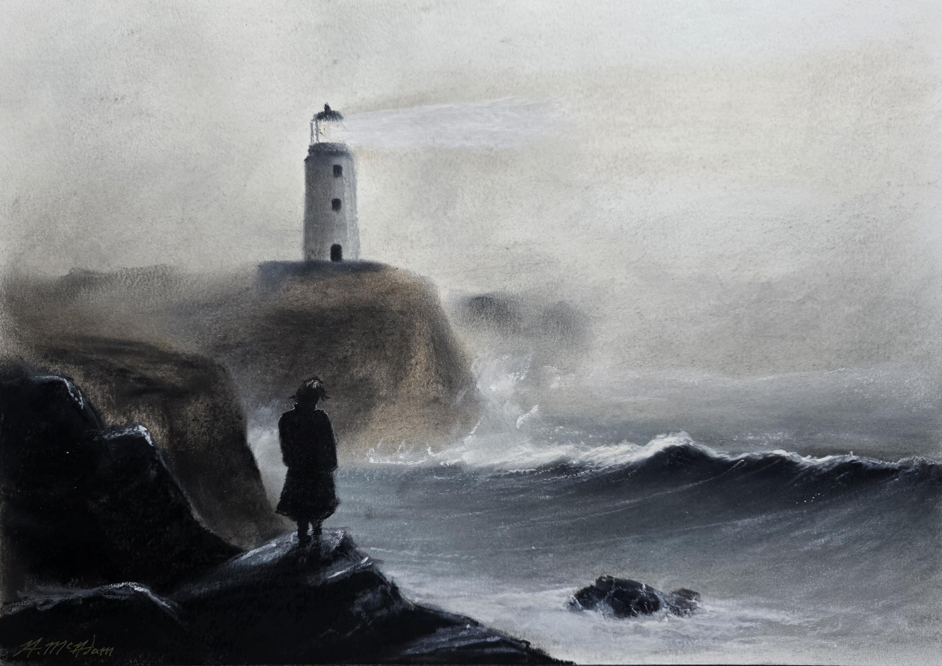 The Keeper's Daughter. Original signed art by Andrew McAdam. Unframed, size A3, 42cm by 29.7cm.