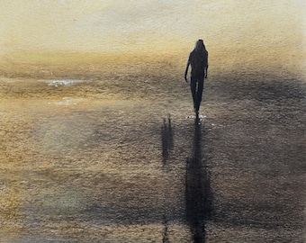 Echoes of footprints. Professional quality hand signed fine art print. Original art by Andrew McAdam. Unframed, size A3.