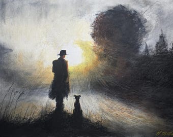 Där ljuset upplöses. Signerad originalkonst av Andrew McAdam. Oramad, storlek A3, 42 cm x 29,7 cm.