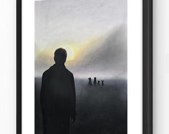 They always wait. Professional quality hand signed fine art print. Original art by Andrew McAdam. Unframed, size A3.
