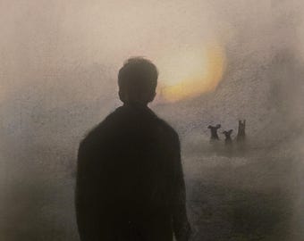 Waiting As Promised. Professional quality hand signed fine art print. Original art by Andrew McAdam. Unframed, size A3.