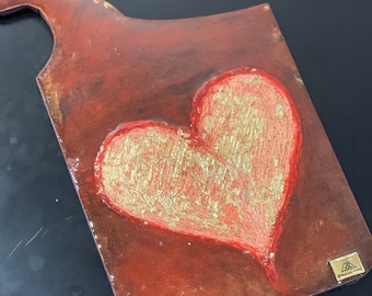 Heart design, decorative cutting board on MDF wood base, homeware