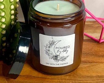 Faerie Soy Candle — Hand Poured, Amber Jar, Natural Vegan Wax, Cozy Home Fragrance, Gift