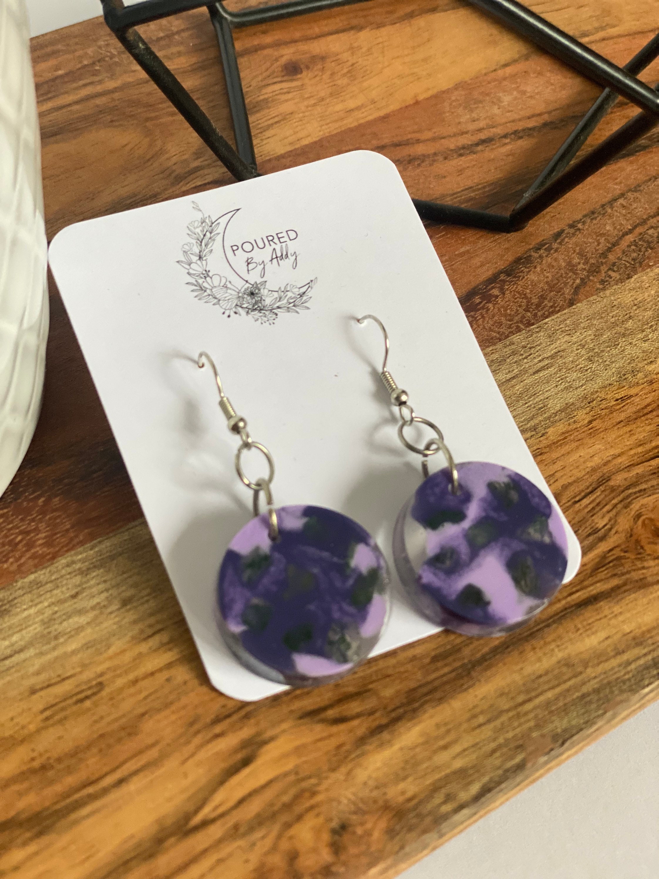 Purple Marble Acrylic Resin Earrings Cute Resin Earrings