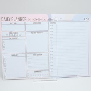 Daily Planner | A4 Make It Happen Desk Pad with Schedule | Affirmation Daily Goal Top Priorities | Mood Tracker & To-Do List Notepad