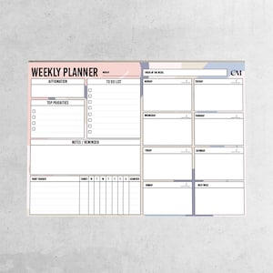 Weekly Planner | A4 Make It Happen Desk Pad with Affirmation Habit Tracker Focus of the Week Top Priorities & To-Do List Notepad