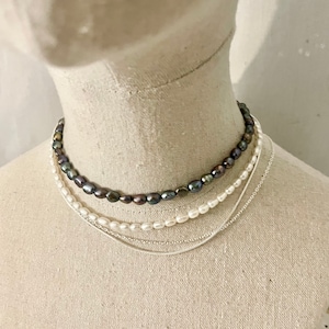 Billie Eilish inspire Pearl necklace set,  layered necklace, Freshwater Pearl, 925 Silver Choker, 2021 Trendy new style, e girl e boy,blohsh