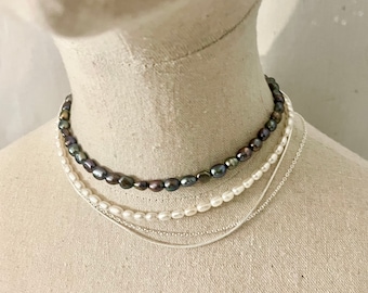 Ensemble de colliers de perles Billie Eilish inspire, collier superposé, perles d'eau douce, tour de cou en argent 925, nouveau style tendance 2021, e fille e garçon, blohsh