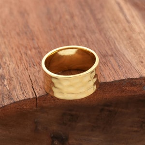 Silver Hammered Ring, Handmade Ring, 10mm hammered band ring, Gold Plated Ring, 925 Sterling Ring, hammered finish silver ring, Gift for Her