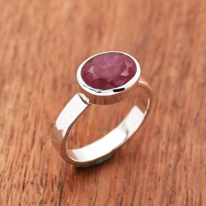 Indian Ruby Ring, Handmade Ring, 925 Sterling Silver Ring, Hammered Ring, Statement Ring, Statement Ring, Bohemian Ring, Gift for Her