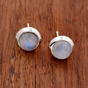 Moonstone Stud Earrings, 925 Sterling Silver Earrings, Silver Post Earrings, June Birthstone Studs Earrings, Bridesmaid Studs, Gift For her