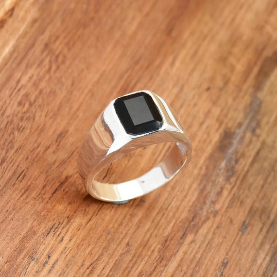 Black Onyx Signet Ring - 925 Sterling Silver Statement Ring - Etsy