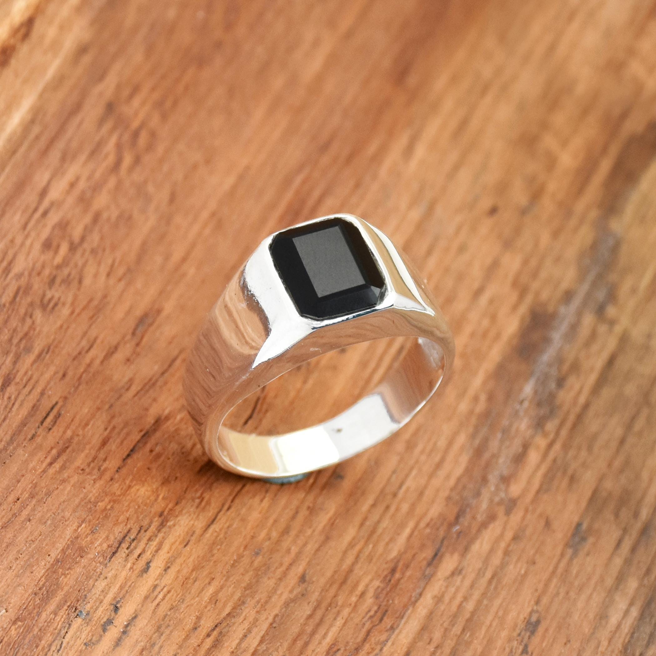 Black Onyx Signet Ring - 925 Sterling Silver Statement Ring - Etsy