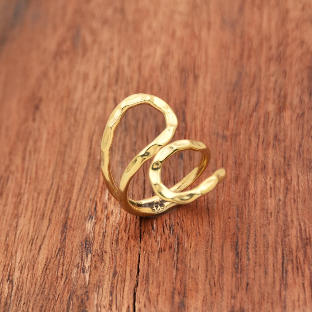 Handmade Hammered Sterling Silver Zigzag Ring - 18k Gold Vermeil - Etsy