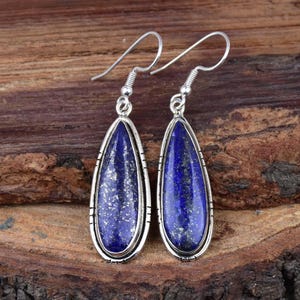 Lapis lazuli Earrings Long Teardrop Earrings 925 Sterling Silver Earrings, Filigree Earrings, Natural Lapis Earrings, Perfect Gift For Her
