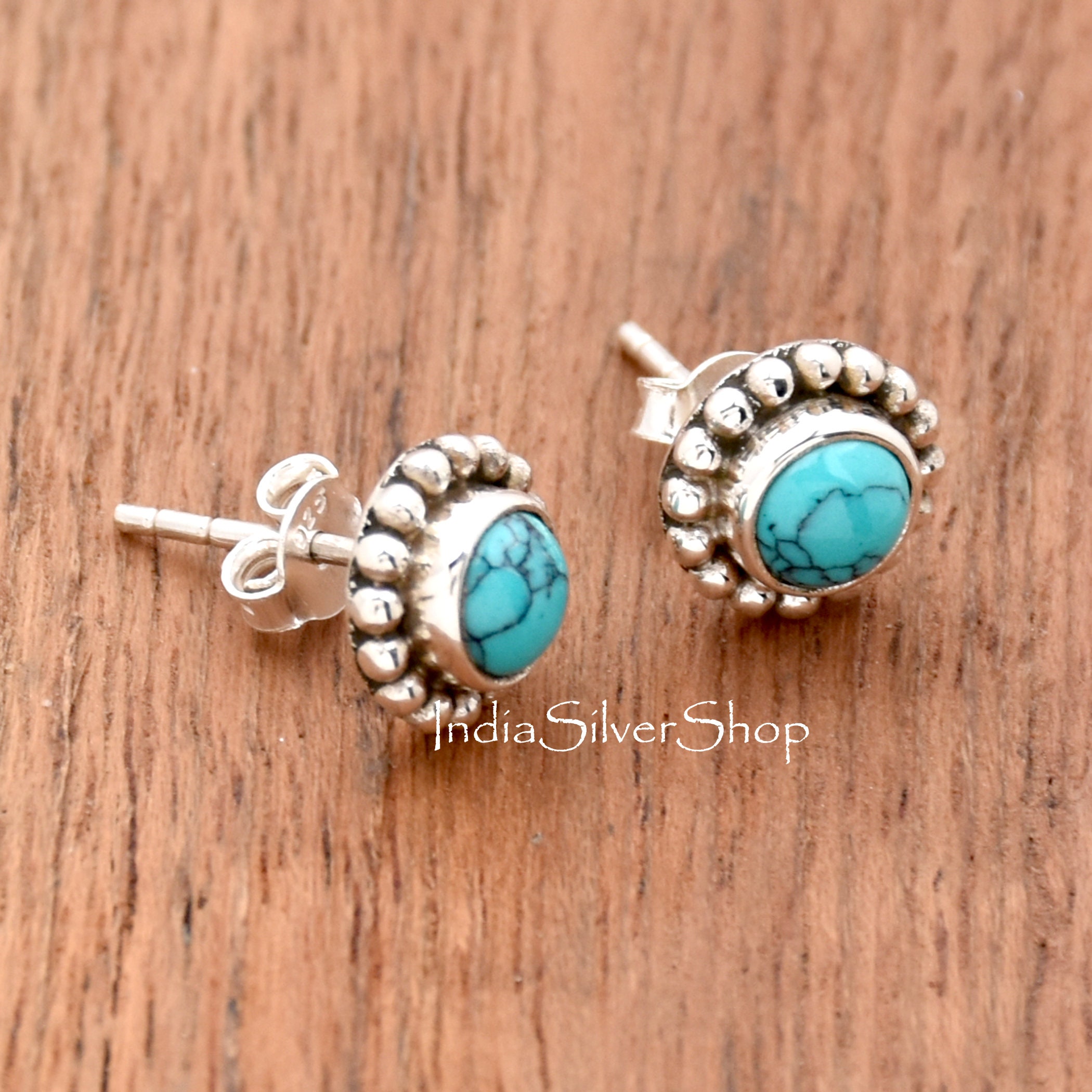 Natural Bisbee Turquoise Stud Earrings - Dillon & Nattarika