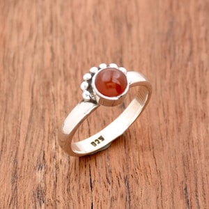 Carnelian Ring, 925 Sterling Silver Ring, Minimalist Ring, Crown Ring, Wedding Ring, Midi Ring, Designer Ring, Handmade Jewelry Gift for Her