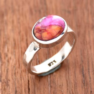 Pink Oyster Turquoise Ring 925 Sterling Silver Ring Oyster Turquoise Ring gift for her Pink Spiny Oyster Turquoise Ring Handmade Ring