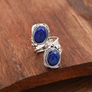 Lapis Lazuli Sterling Silver Ring: Adjustable Statement Ring