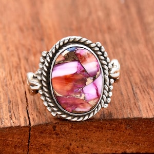 Pink Oyster Turquoise Ring, 925 Sterling Silver Ring Oyster Turquoise Ring Pink Spiny Oyster Sterling Silver Ring Filigree Ring Gift For Her