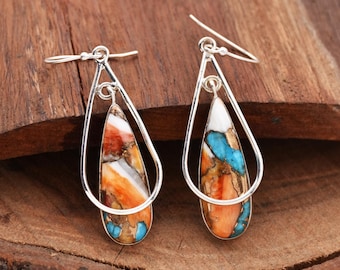 Copper Earrings Spiny Oyster Turquoise Earrings Oyster Copper