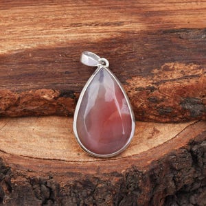 Roter Onyx Teardrop Anhänger: 925 Sterling Silber Statement Schmuck