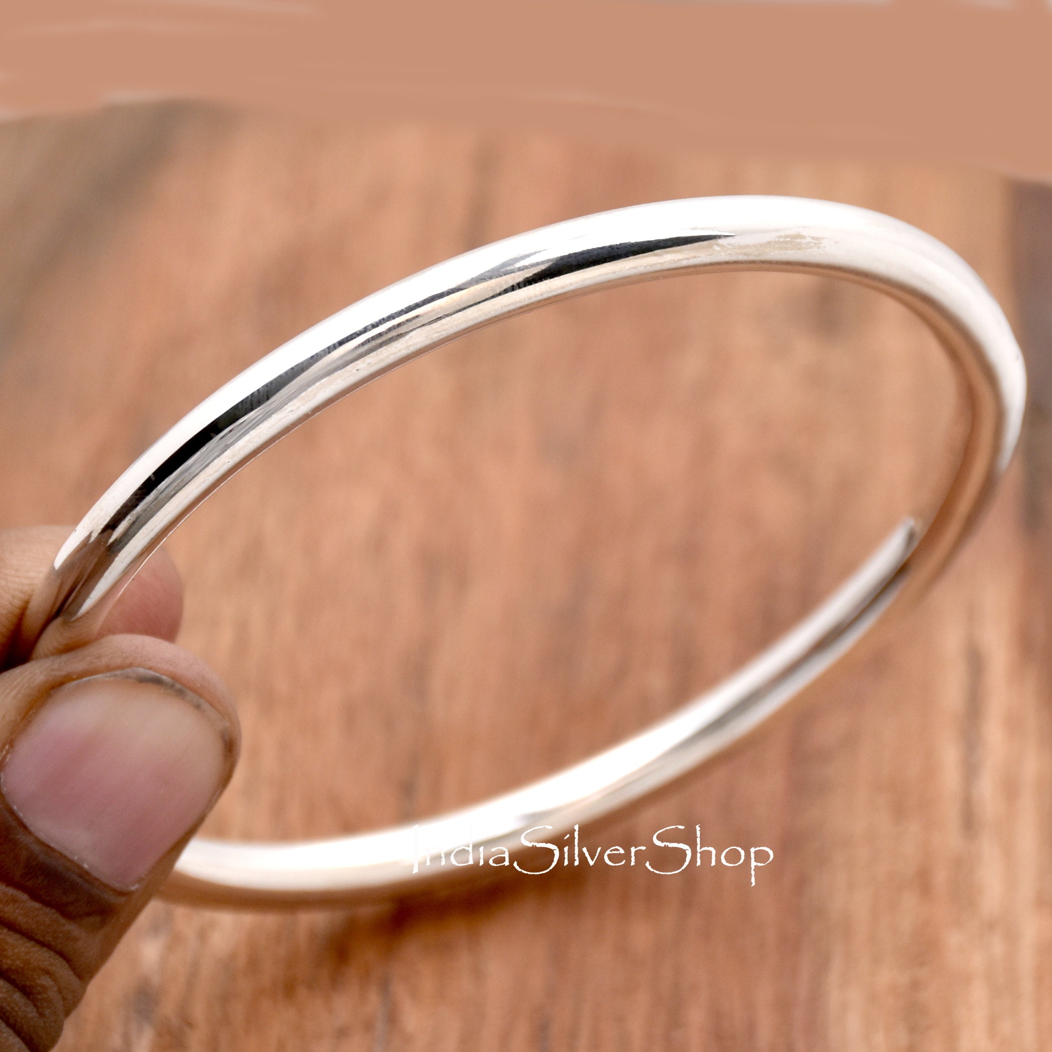 SILVER925 ROUND BANGLE/BRACELET/シルバー/ブレス Sterling Silver Bangle Bracelet - 925 Solid Sterling Silver