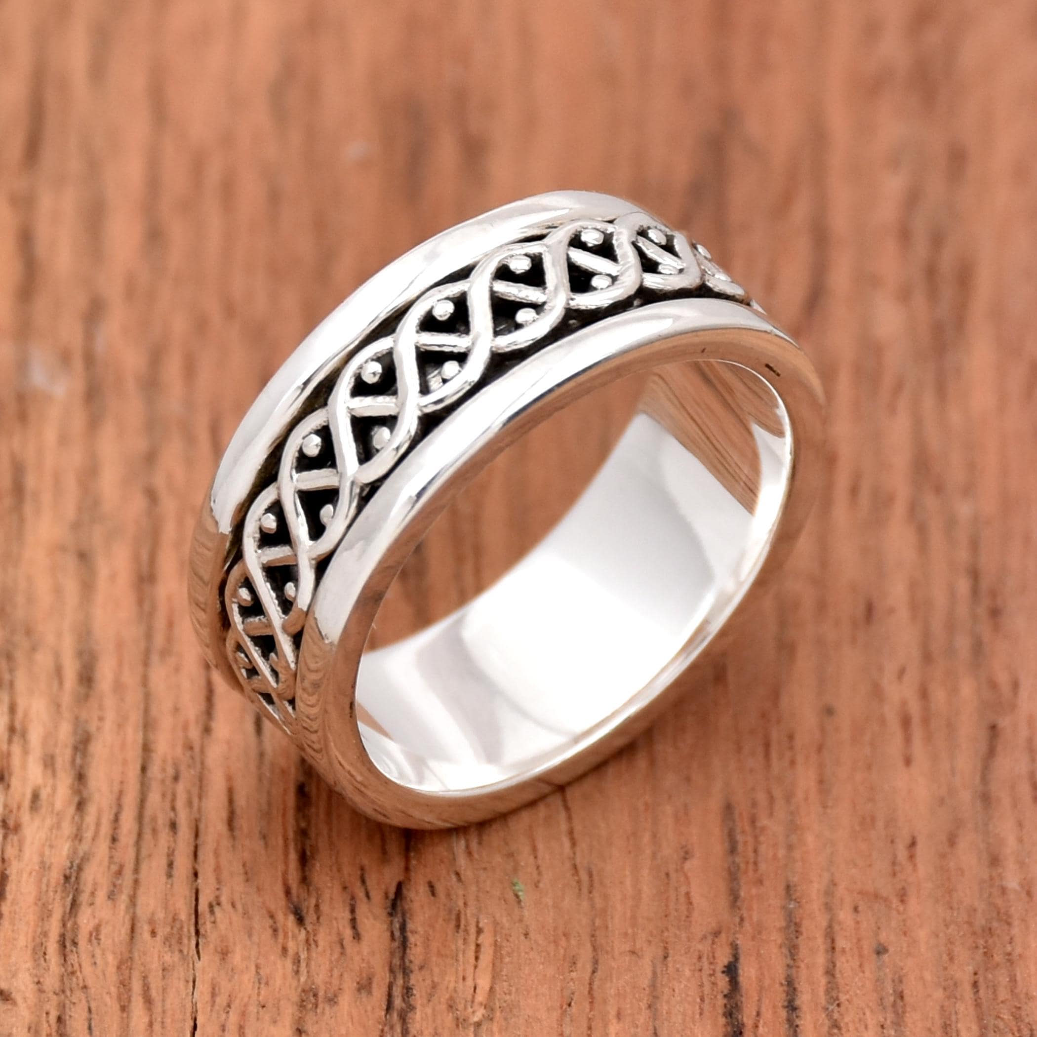 Sterling Silver Celtic Knot Ring - Oxidized 8mm Band - Etsy