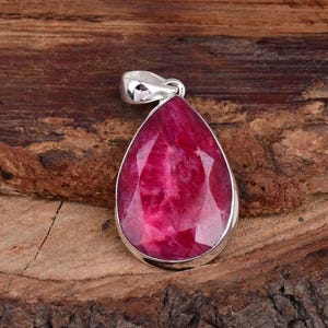 Indian Ruby Statement Pendant: 925 Sterling Silver Jewelry,