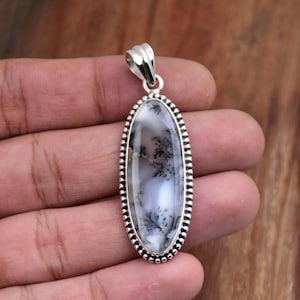 Sterling Silver Dendrite Opal Pendant: Filigree Statement Jewelry