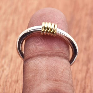 Round Band ring, 925 Sterling Ring, Silver Stacking Ring, Handmade ring, Five Rolling Band Ring, Two Tone Ring, Thick Round Band Ring