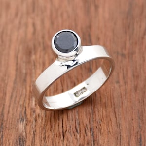 Natural Black Onyx Ring 925 Sterling Silver Ring Round Gemstone Ring Statement Ring Faceted Gemstone Ring, Handmade Jewelry Gift For Her