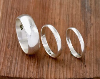 Sterling Silber Comfort Fit 2 mm 3 mm 4 mm 5 mm 6 mm 7 mm 8 mm Hochzeit Band Versprechen, Half Dome Verlobungsring Daumen Toe Midi Minimalistisch original